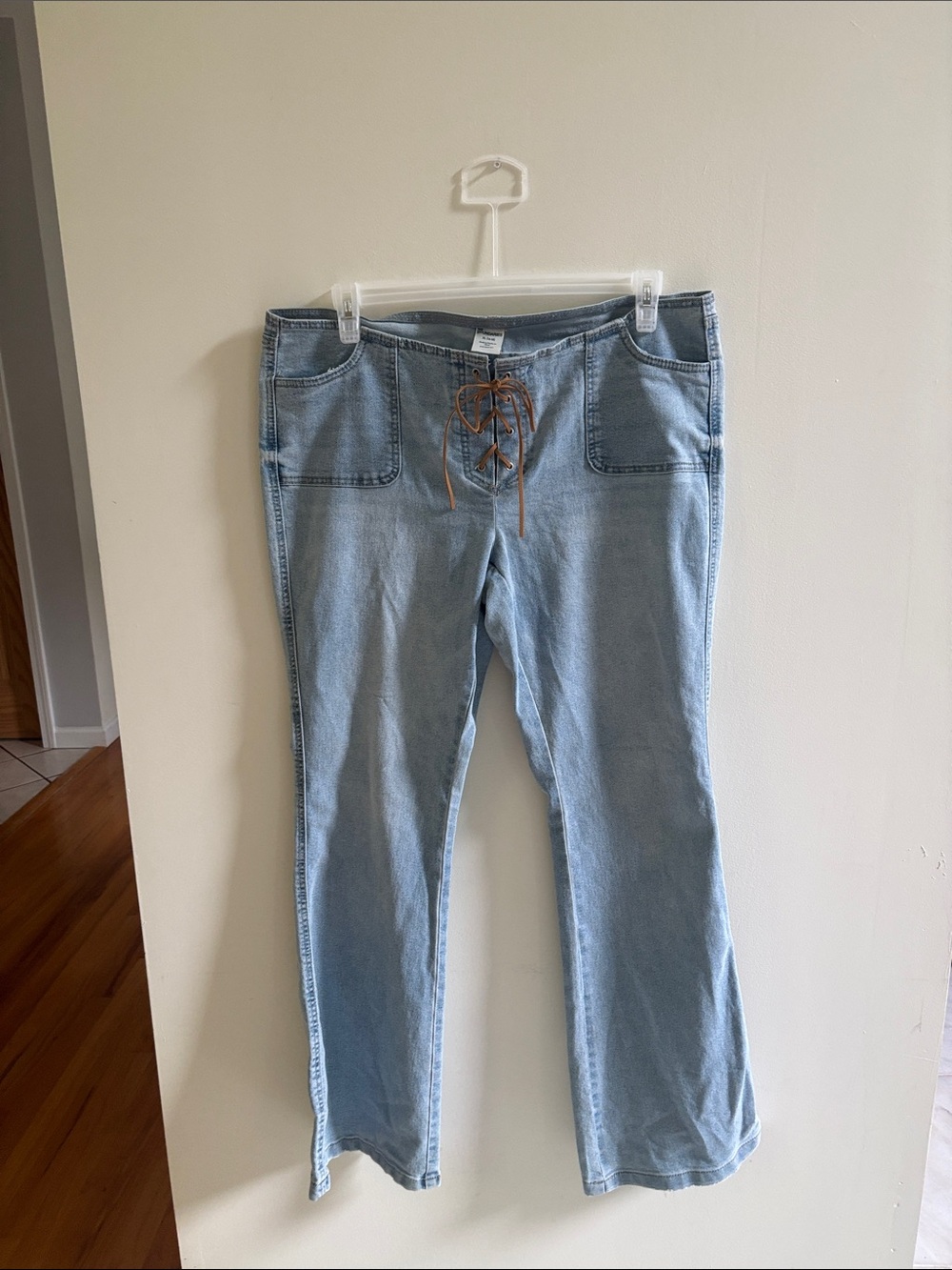 No Boundaries Light Blue Lace-Up Boot Cut Jeans